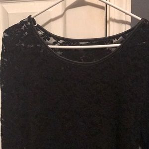 Long sleeve sheer black lace top